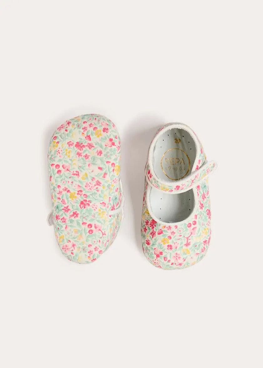 Adelaide Floral Mary Jane Pram Shoes in Pink (17-20EU)
