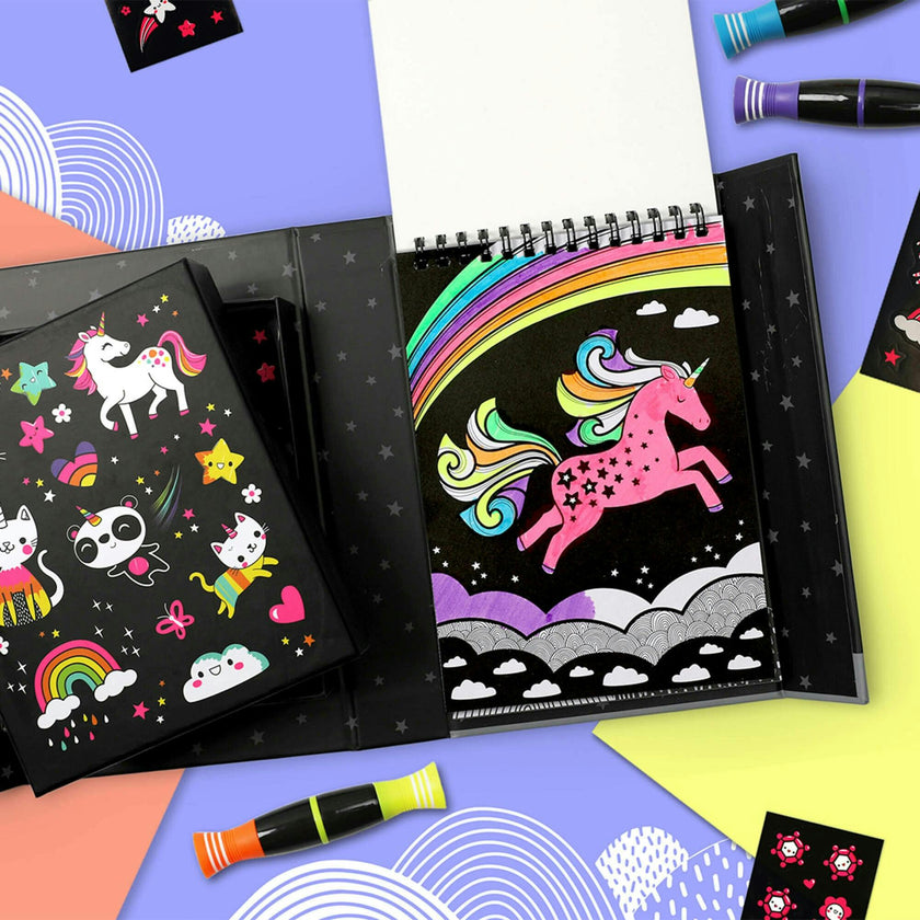 Tribe: Neon Coloring Set - Unicorns & Friends Activity Set