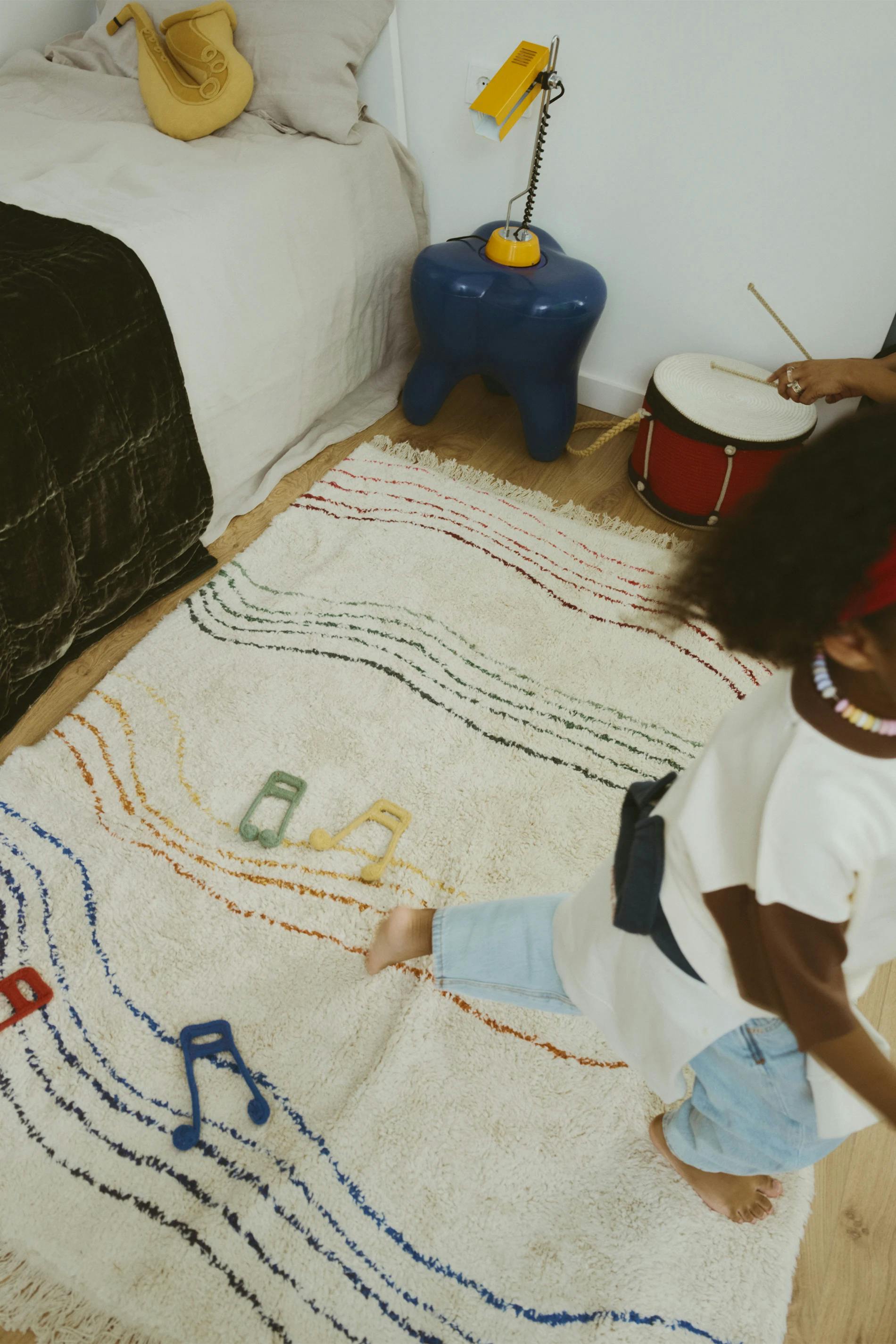 Washable Play Rug Musical Notes Colors