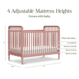 Liberty 3-in-1 Convertible Spindle Crib with Toddler Bed Conversion Kit in Dusty Rose