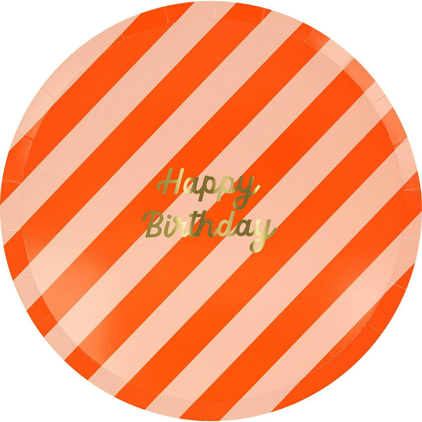 Stripe Happy Birthday Dinner Plates