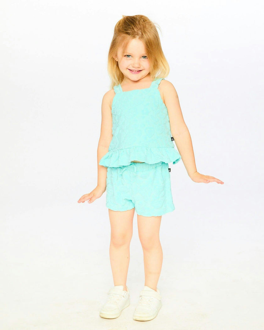 Terry Tank Top With Shorts Set Light Blue