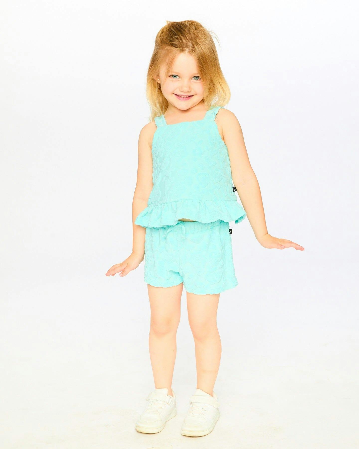 Terry Tank Top With Shorts Set Light Blue