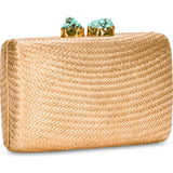 Women's Jen Straw Turquoise Stone Clutch Bag
