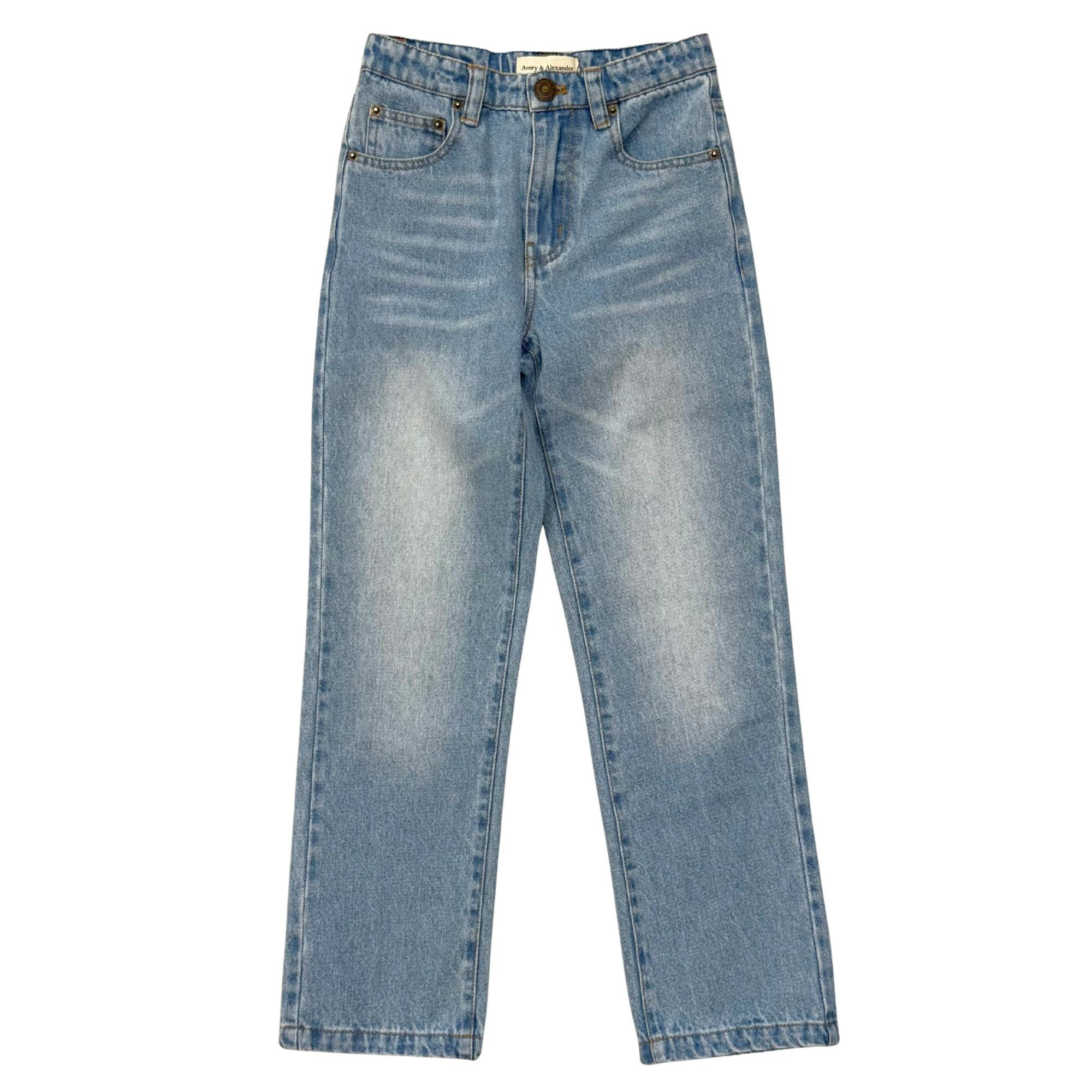 Boys Straight Denim Jeans in Light Blue Wash