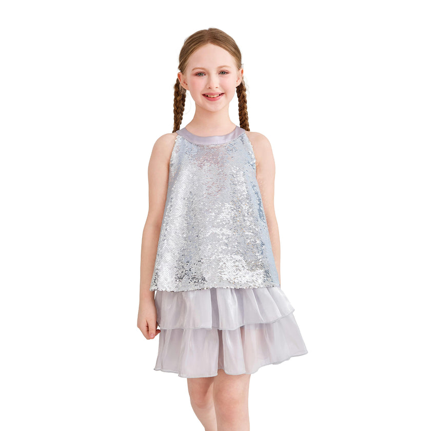Purple Sylvara Sequin Ruffle Skirt Set