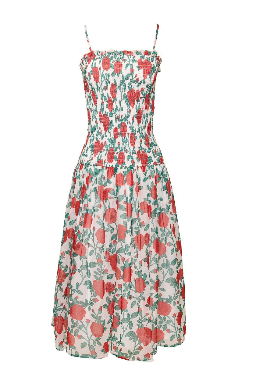 Kimberly Dress in Red Roses