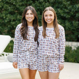 Anna Women's Longsleeve Short Set - Western Pups