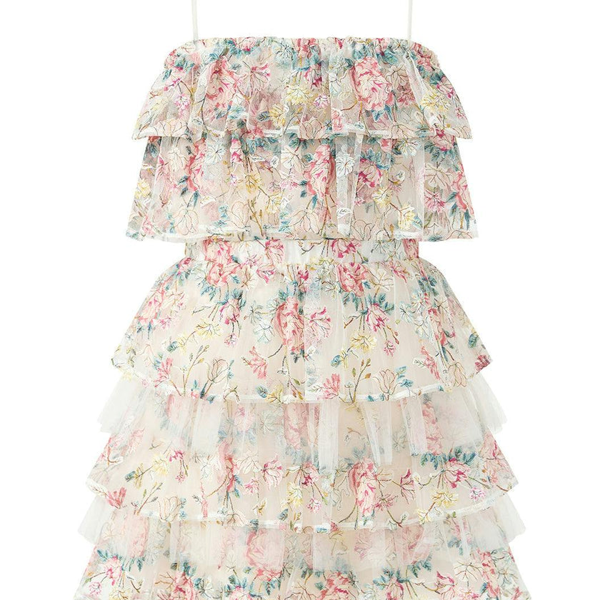 Reign Frill Embroidered Mini Dress