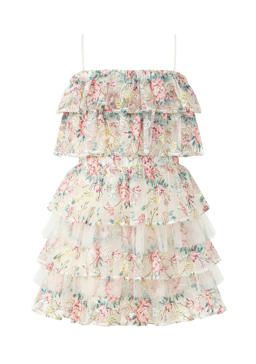 Reign Frill Embroidered Mini Dress