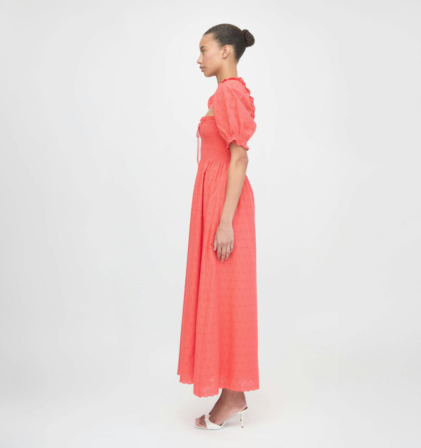 The Scarlett Nap Dress - Coral Daisy Broderie