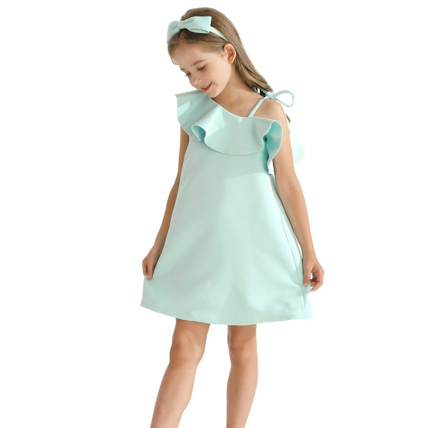 Green Petulla Off Shoulder Ruffle Dress
