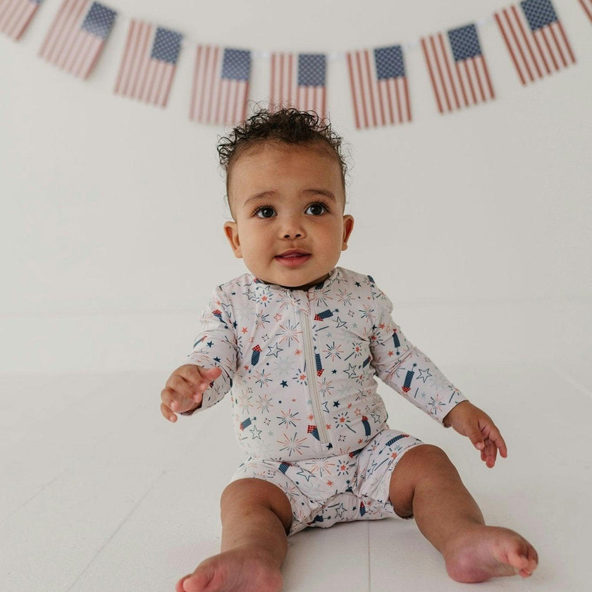 Baby Boy One-Piece Rash Guard Swimsuit in American Stars