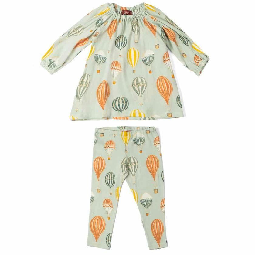 Vintage Balloons Organic Cotton Dress & Legging Set