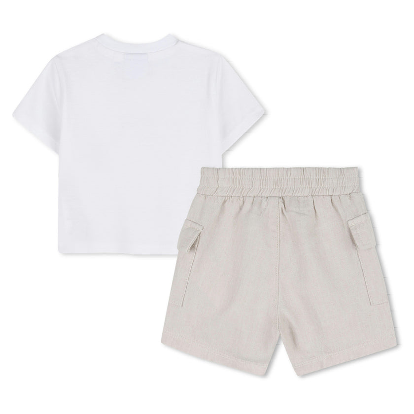 White & Light Beige Graphic Baby Set
