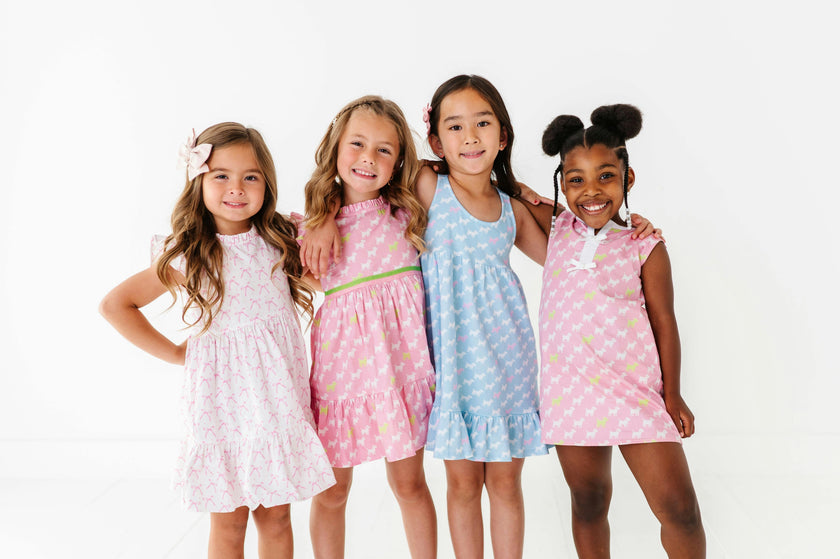 Blush Bows Ruffle Dress
