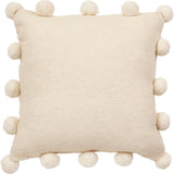 Cream Pom Poms Cream - Hand Felted Wool Pillow - 20" Arcadia Home