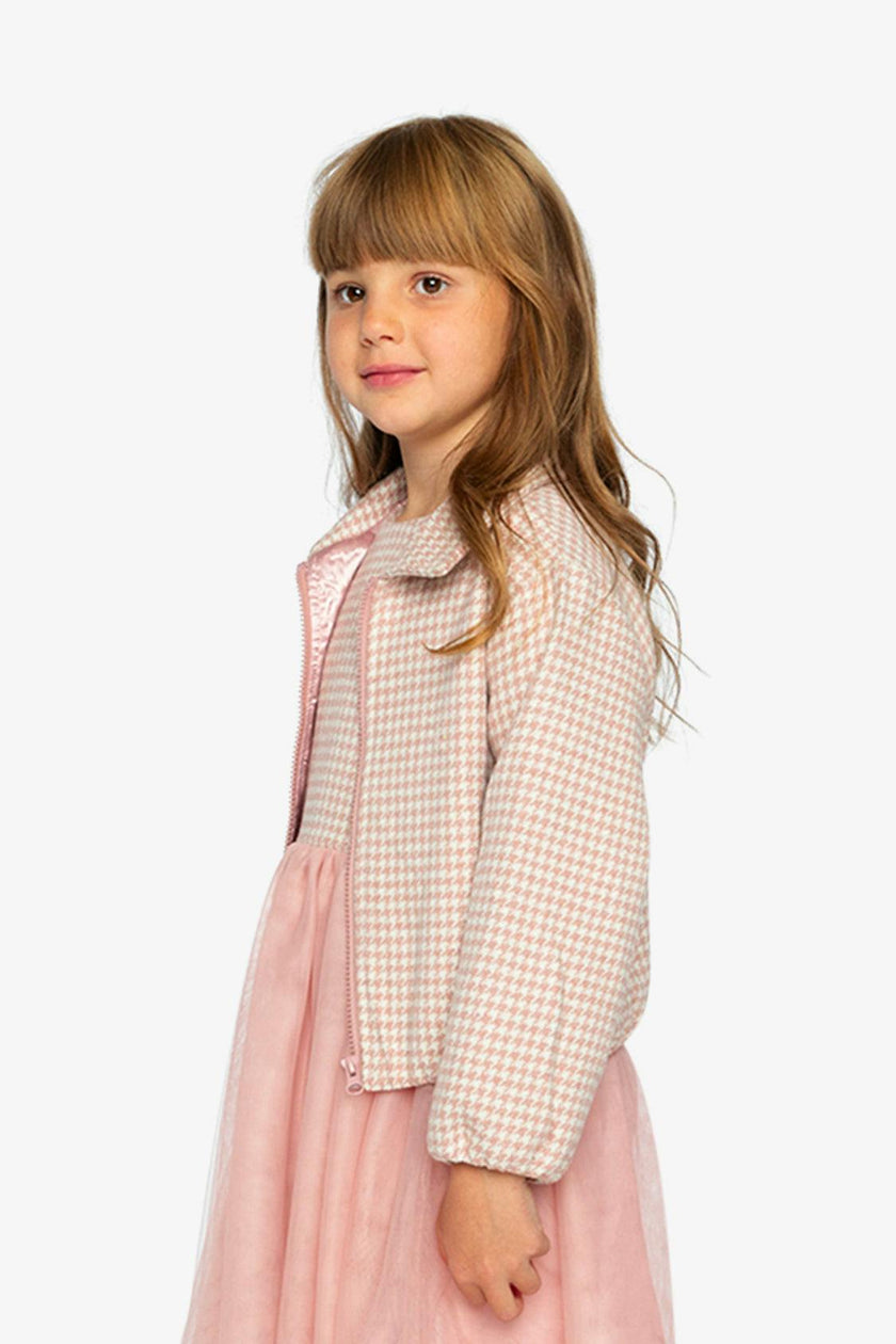 Bomber Jacket Pink Houndstooth