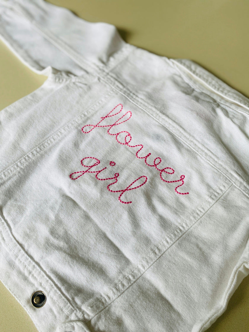 flower girl White Denim Jacket