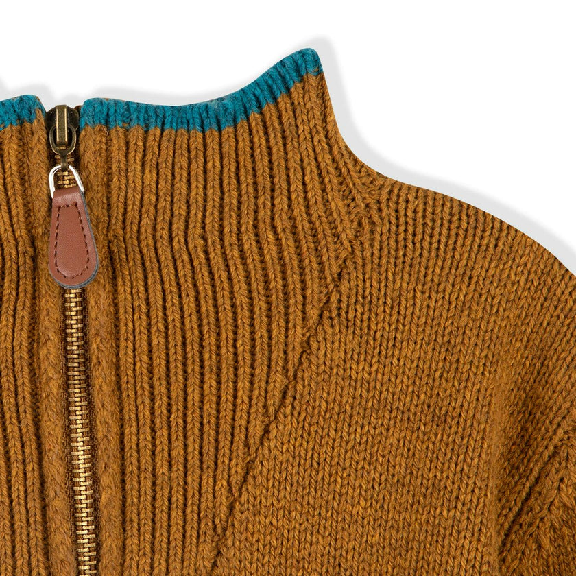 BONTON Contrast Hem Malt Pullover Sweater