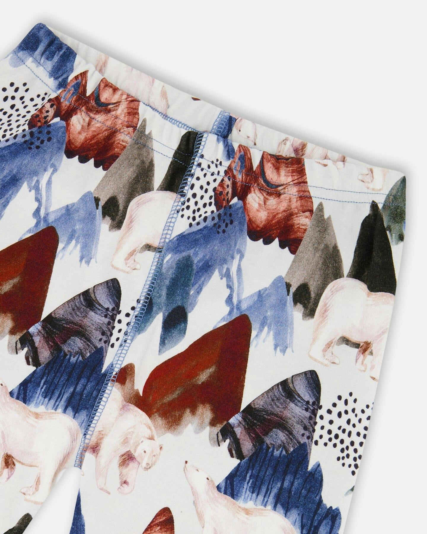 Two-Piece Organic Cotton Pajama Set White Bear Print