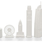 Chess Set Acrylic NEW YORK vs LOS ANGELES with Marble Hatch Board