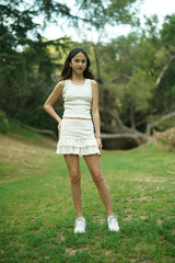 Girls Pointelle Ruffle Skirt