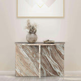 Patrice 20" Art Deco Minimalist Natural Marble Handmade Demilune Side Table
