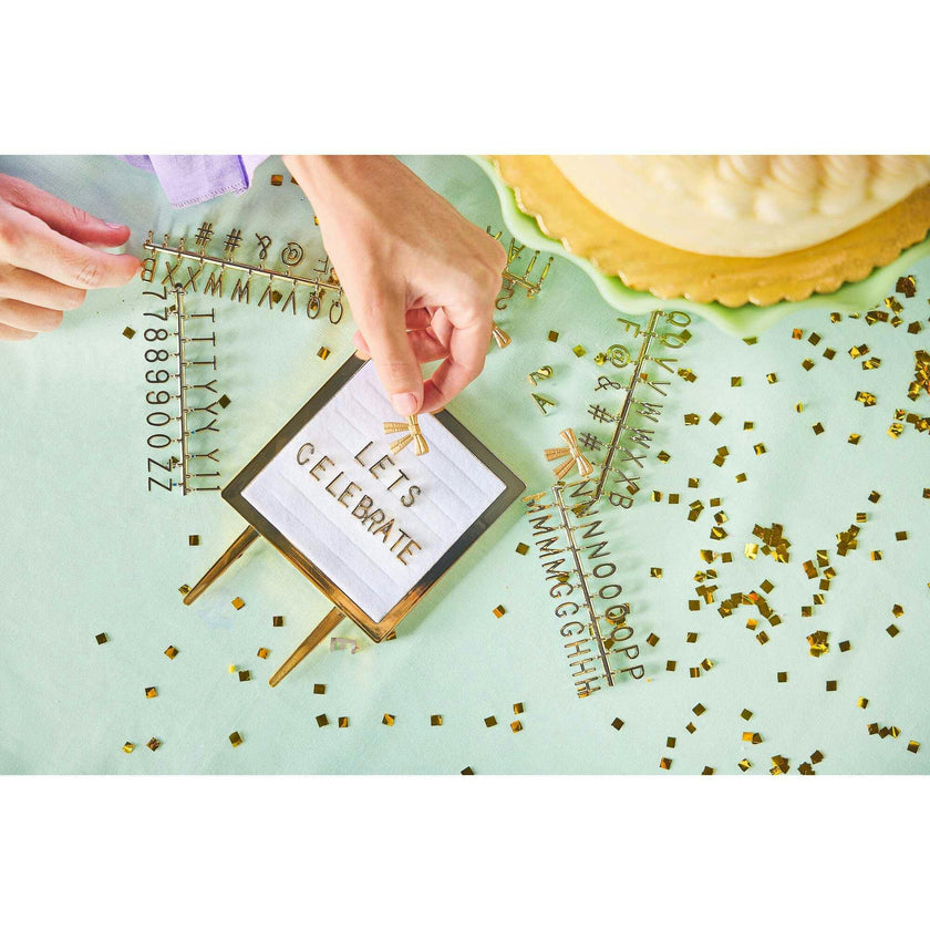 Lovely Little Letterboard Customizable Gold Cake Topper