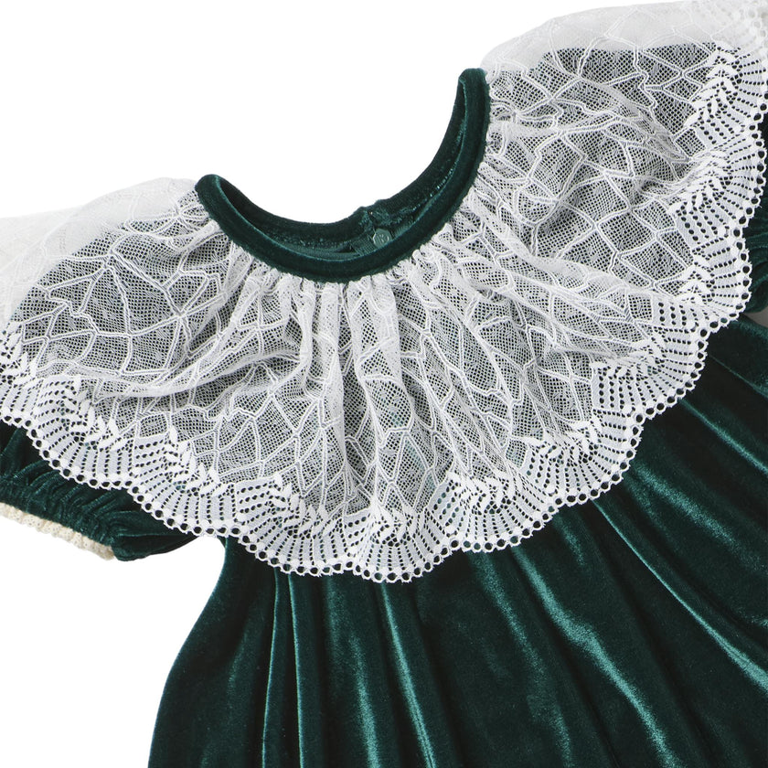Baby Girls Caroline Dress Set - Evergreen Velour