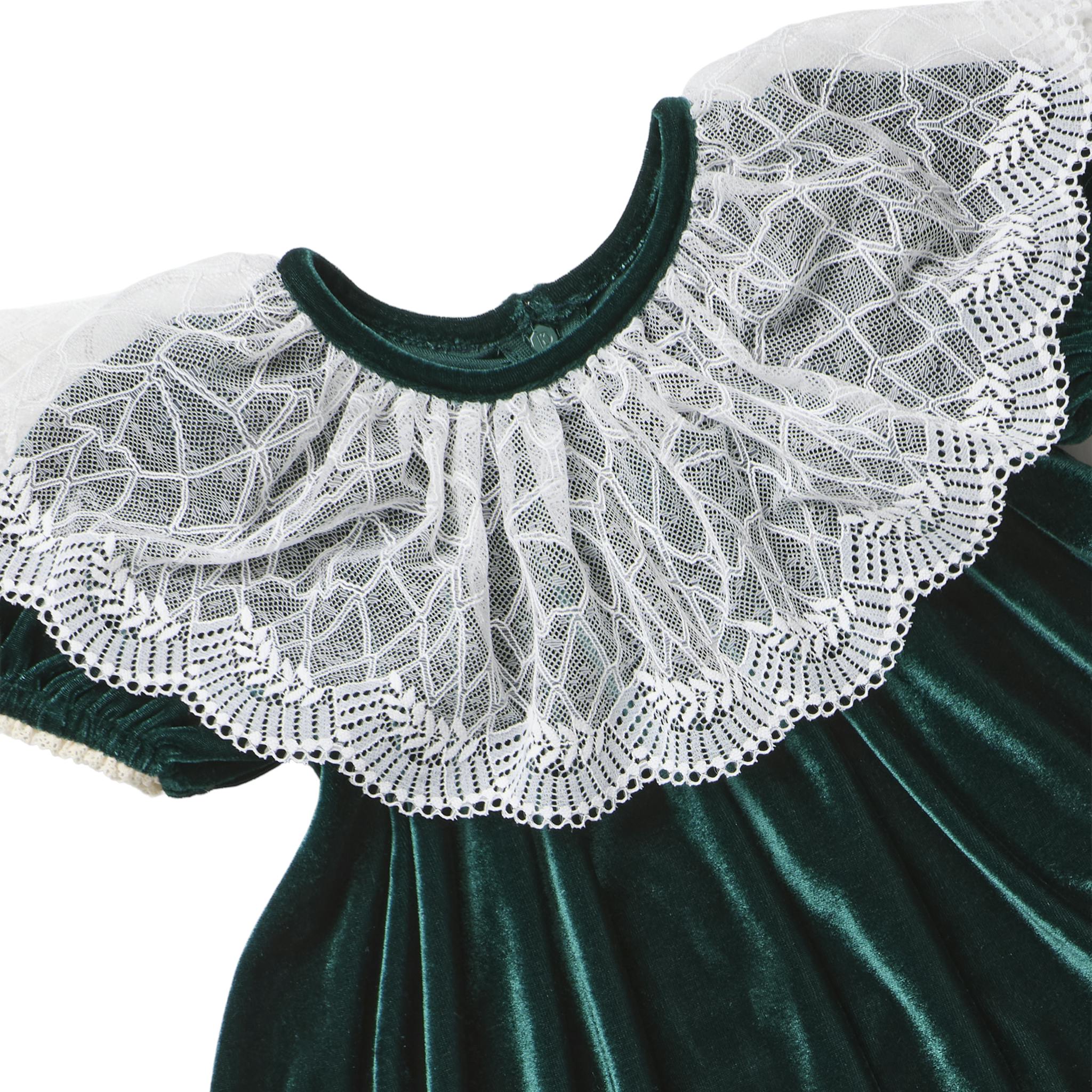 Baby Girls Caroline Dress Set - Evergreen Velour