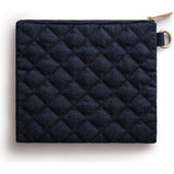 Packed Party Denim and Gems Bejeweled Everything Pouch - Quilted Denim with Multicolor Gemstones and Gold Zipper Pull, Spot Clean, 8.75x7.65 Inch