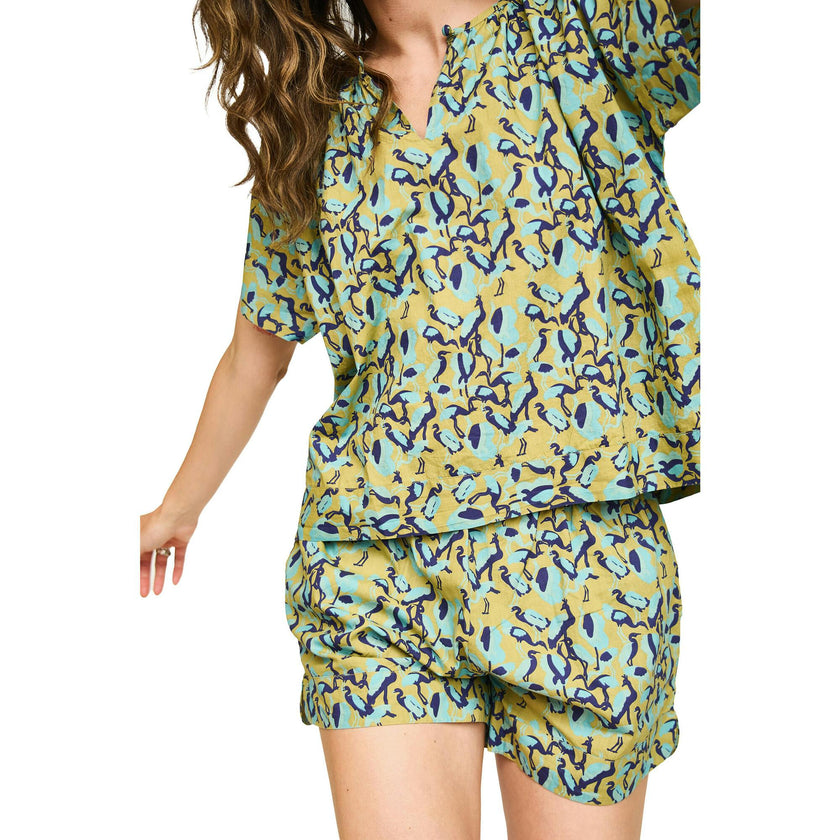 Pajama Short Set in Seagull