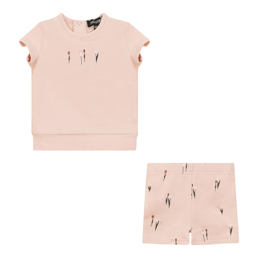 Scooter and Tulip Printed Shorts Set Dark Almond