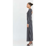 The Selene Dress - Black Cobalt Medallion Stripe
