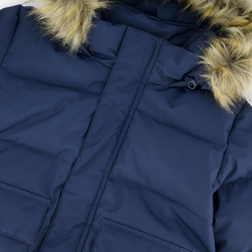Winter Jacket with Faux-Fur Hood Dark Blue