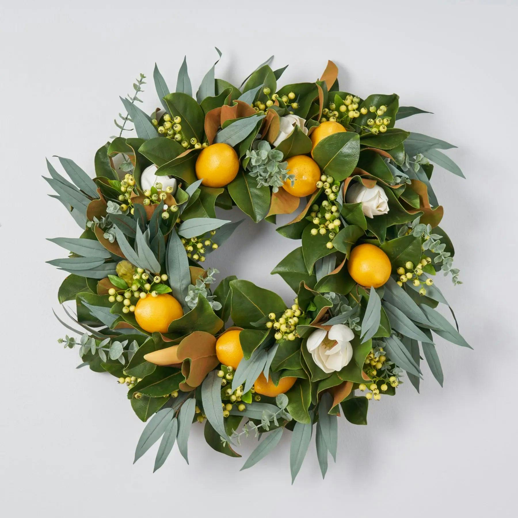 Fresh Citrus Real Touch Magnolia & Lemons, Eucalyptus Spring Estate Wreath