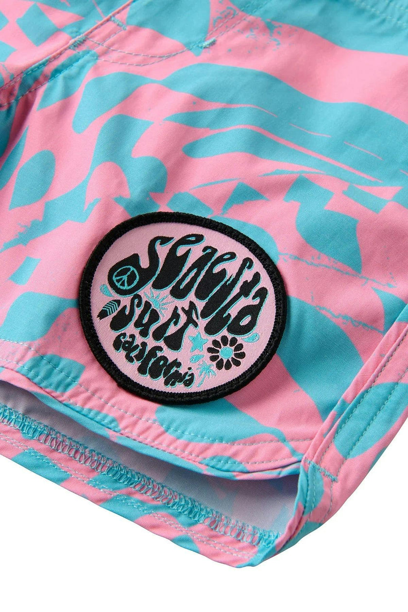 Seaesta Surf Boys Boardshorts – Scallop Retro Flare in Hazy Daze Bubblegum