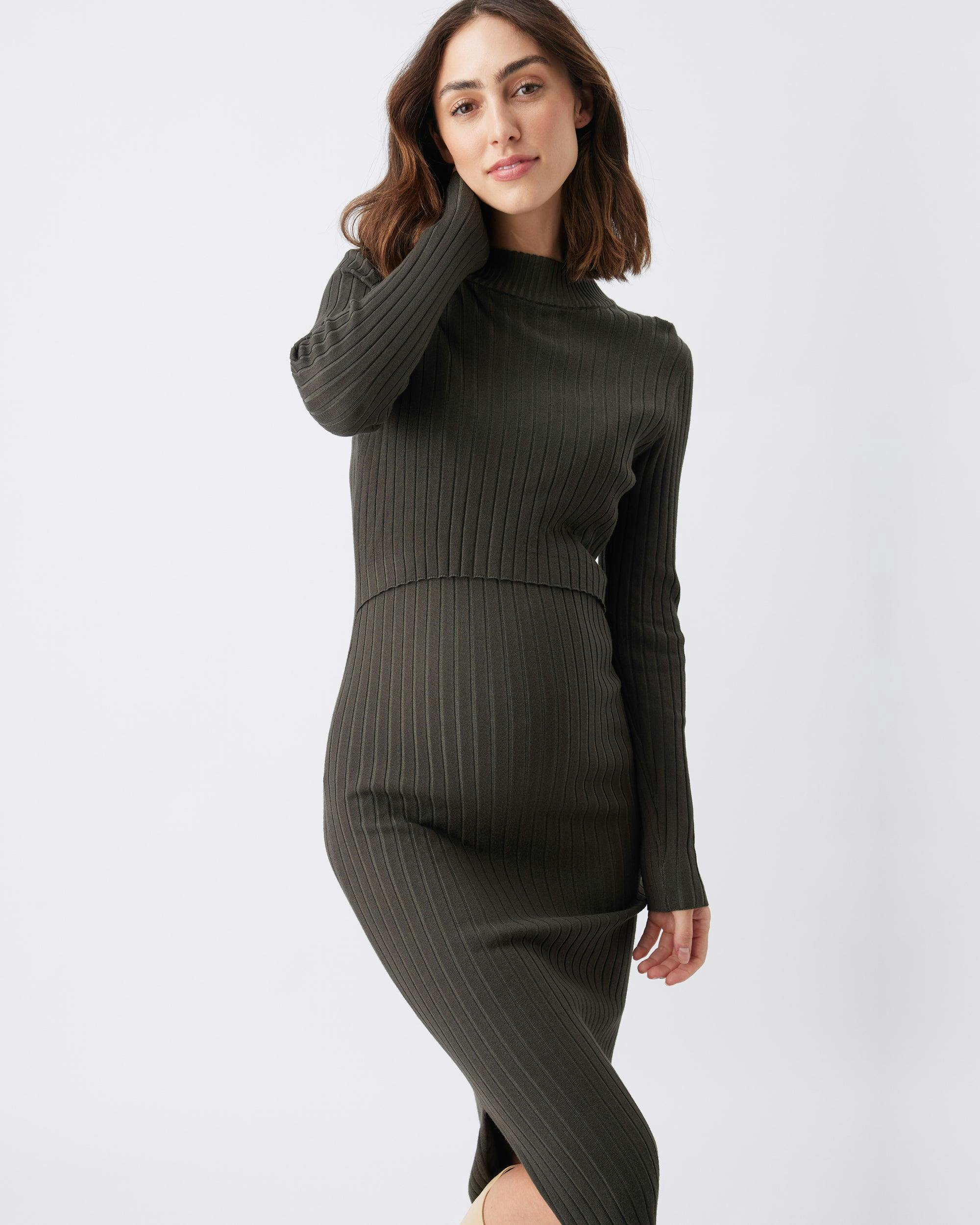 Nella Rib Nursing Knit Dress  Ivy