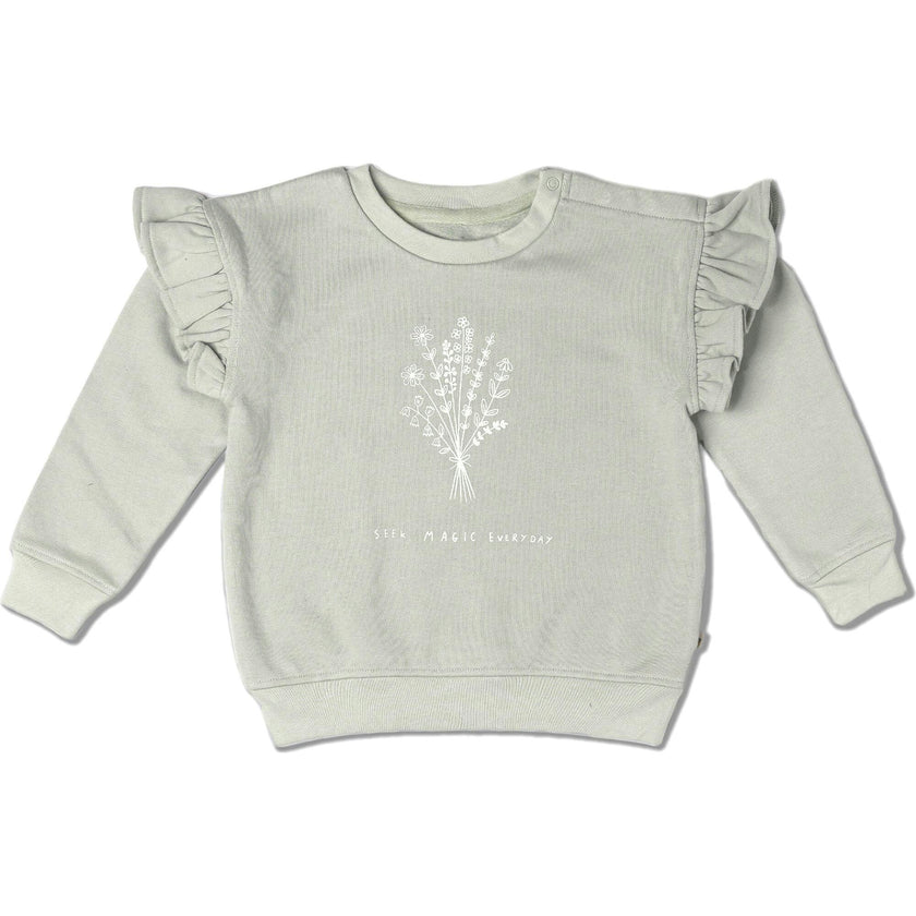 Organic Fleece Ruffle Sleeve Sweatshirt