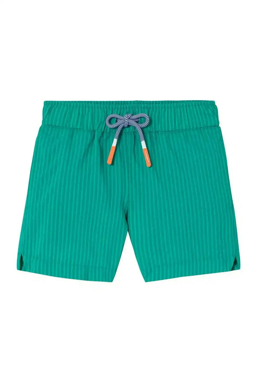 Boys' swim shorts, green stripes | FIJI