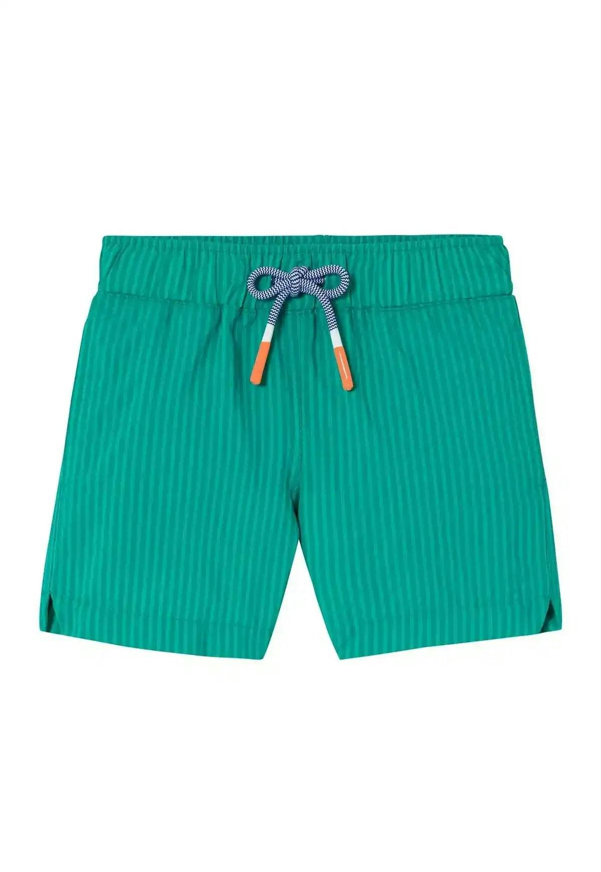Boys' swim shorts, green stripes | FIJI