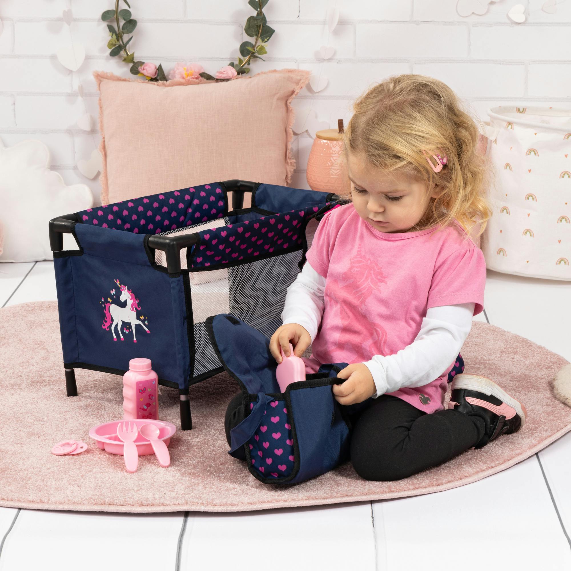 Bayer Design Dolls: Travel Set - Navy-Pink-Unicorn