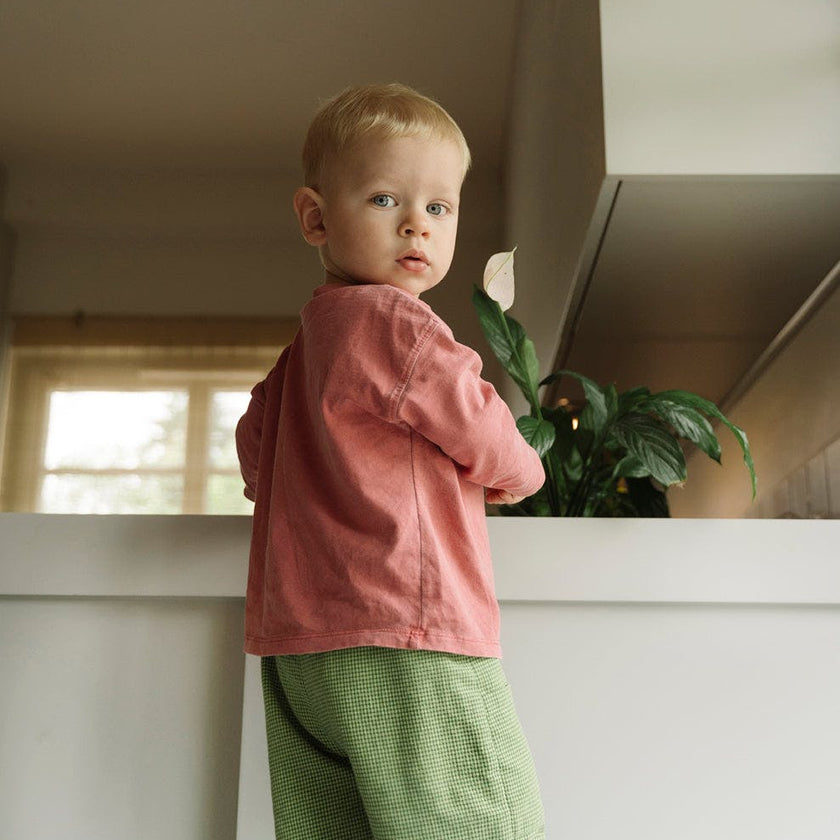 children's vichy trousers - matcha green