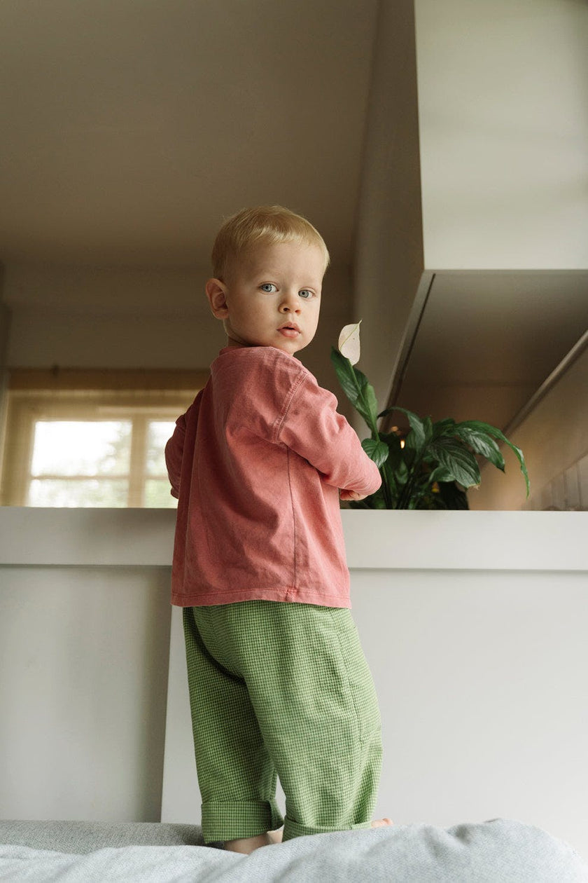 children's vichy trousers - matcha green
