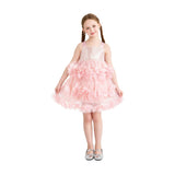 Pink Veloria Sequin Tulle Flower Dress