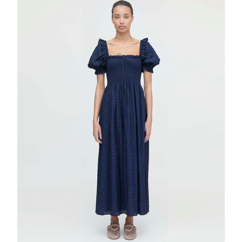 The Scarlett Nap Dress - Navy Sheer Plaid