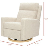 Sigi Pro Power Glider Recliner W/ Power Lumbar In Almond Teddy Loop W/Light Wood Base