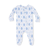 Blue Argyle - 2 Way Zipper Footie
