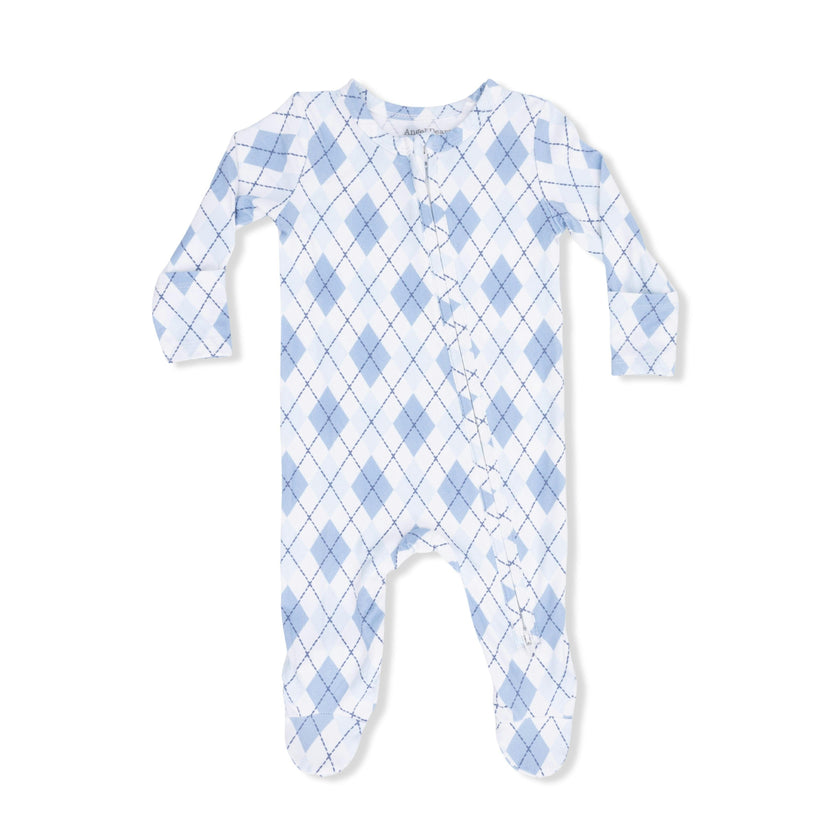 Blue Argyle - 2 Way Zipper Footie